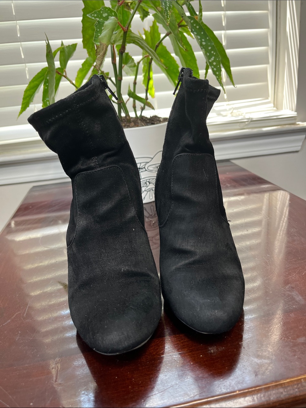 NY & C Black Women's Stretch Ankle Boots - Sleek Zip Closure